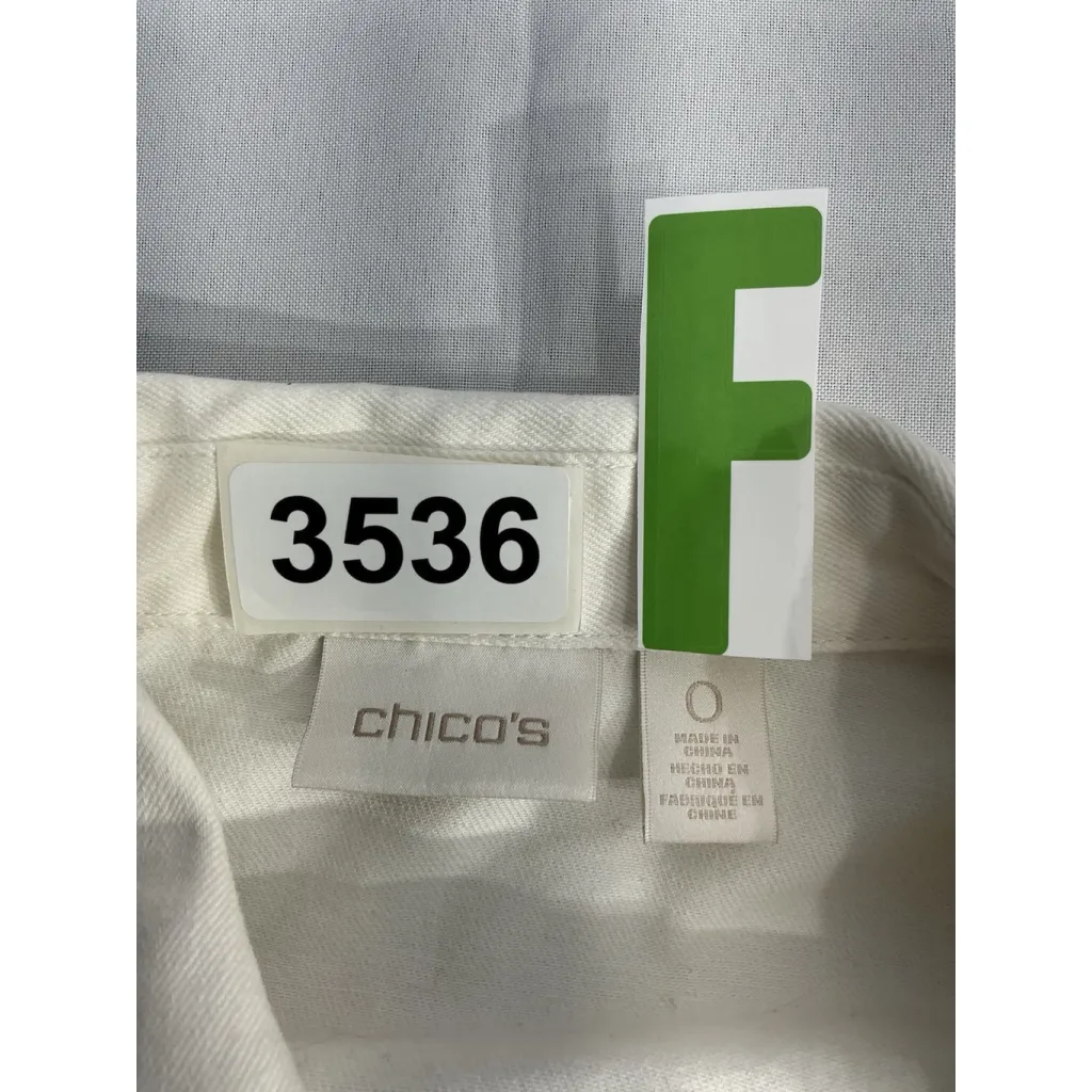 Womans Chicos Size 0 (xs) White Full Zip Jean Jacket - Image 3