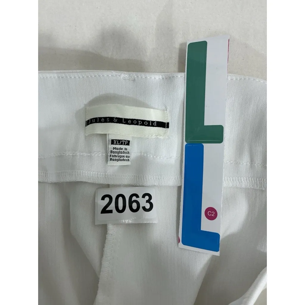 Womans Jules & Leopold White Pullon Stretch Long Pants Straight Belt XL Pants - Image 2