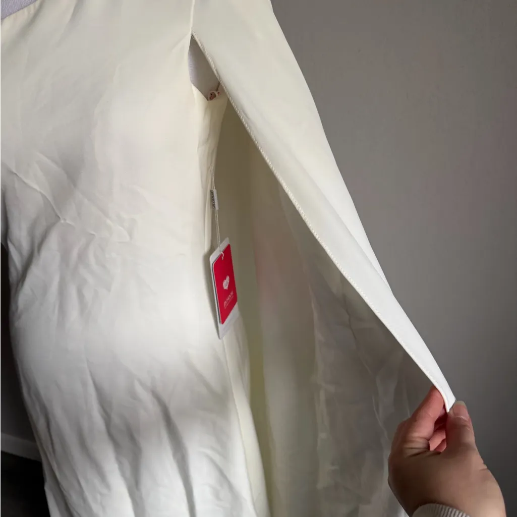 JJ’s House Ivory One Shoulder Sheath Column Floor Length Wedding Dress Womens 6 - Image 2