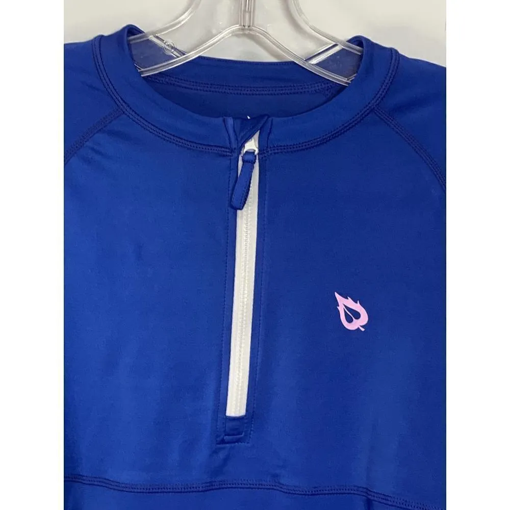 Baleaf Women's Rash Giard Zip Ruched Side Drawstring Blue Size M - Image 2