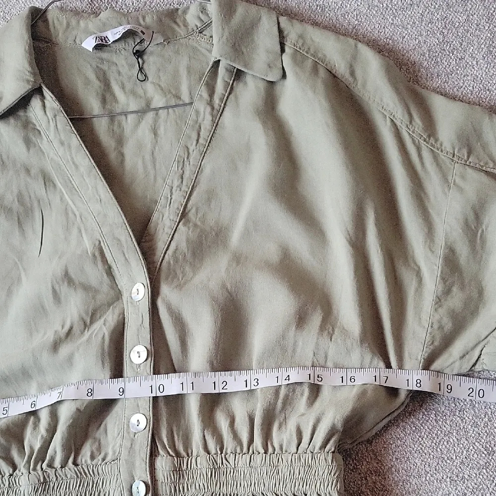 ZARA Viscose Jumsuit Romper  Olive Green Button-Up  Size M - Image 4