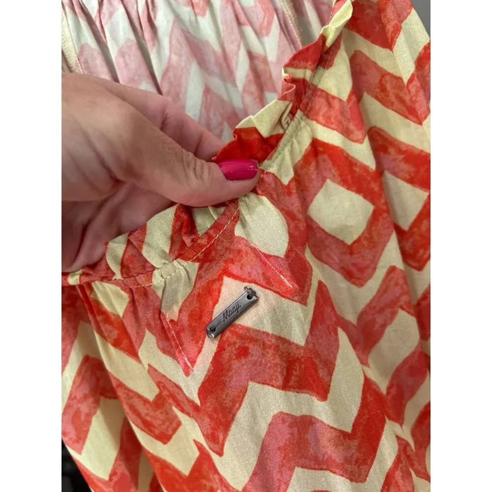 Maaji Chevron Cover Up Mini Dress Orange Yellow Womens Size Small - Image 5
