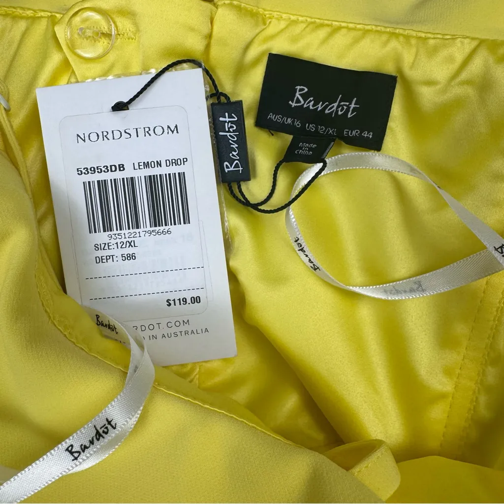 NWT Bardot Yellow Lemon Drop Ross’s Frill Ruffle Dress Size US XL 12 Nordstrom - Image 3