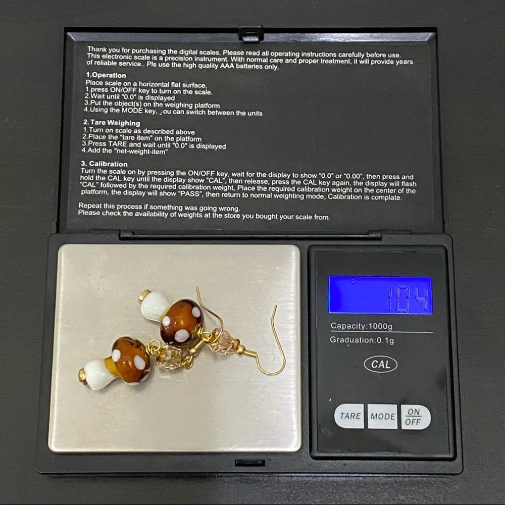 Handmade Mushroom Lampwork Beads Drop Earrings - Image 6