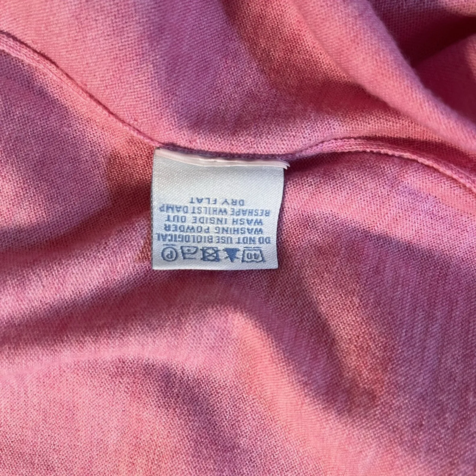 BODEN 100% WOOL LIGHTWEIGHT HALF BUTTON FRONT EMPIRE WAIST CARDIGAN SZ S 4 LAYER Pink - Image 7