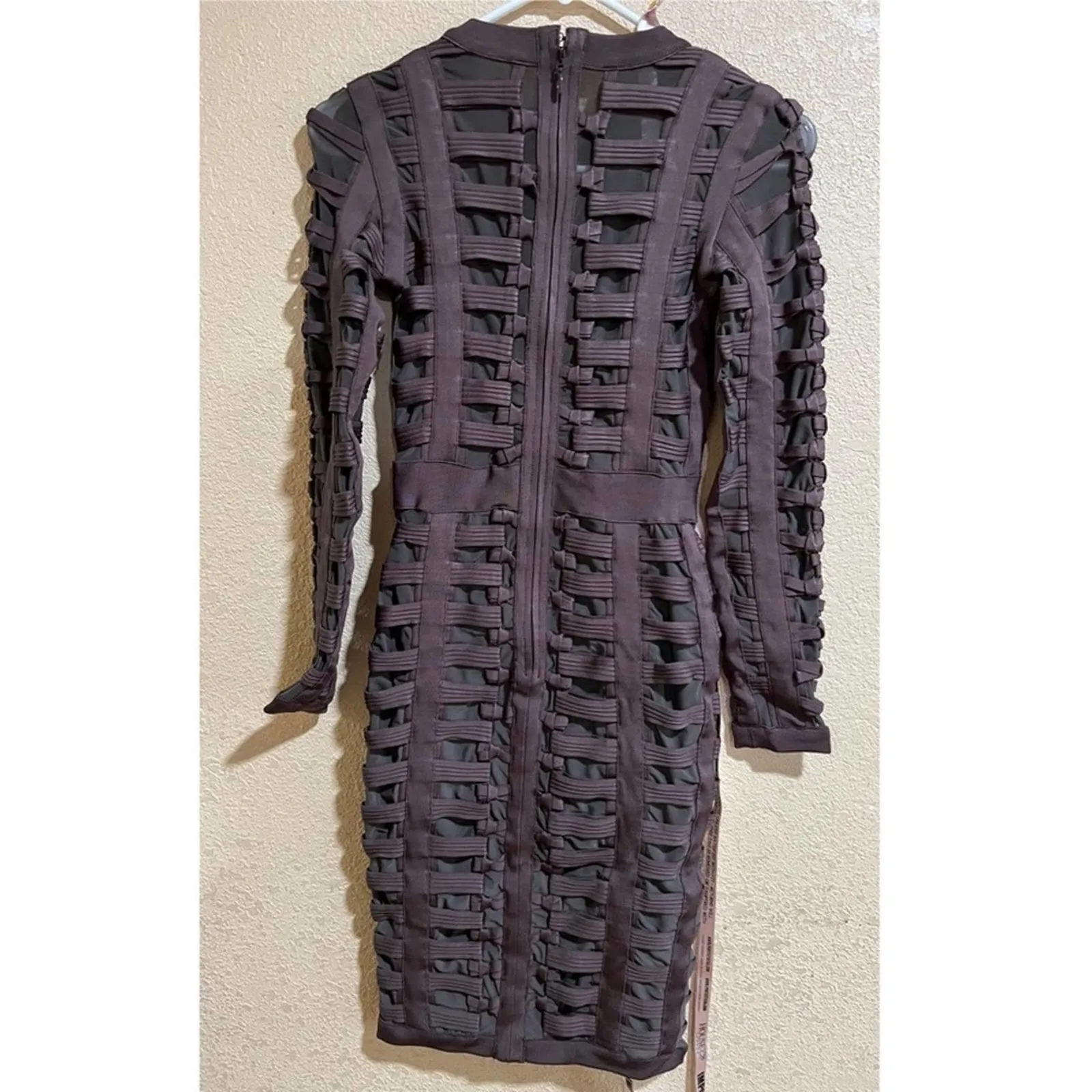 NWT House of CB Lola Charcoal bondage bodycon long sleeve midi dress - Image 4