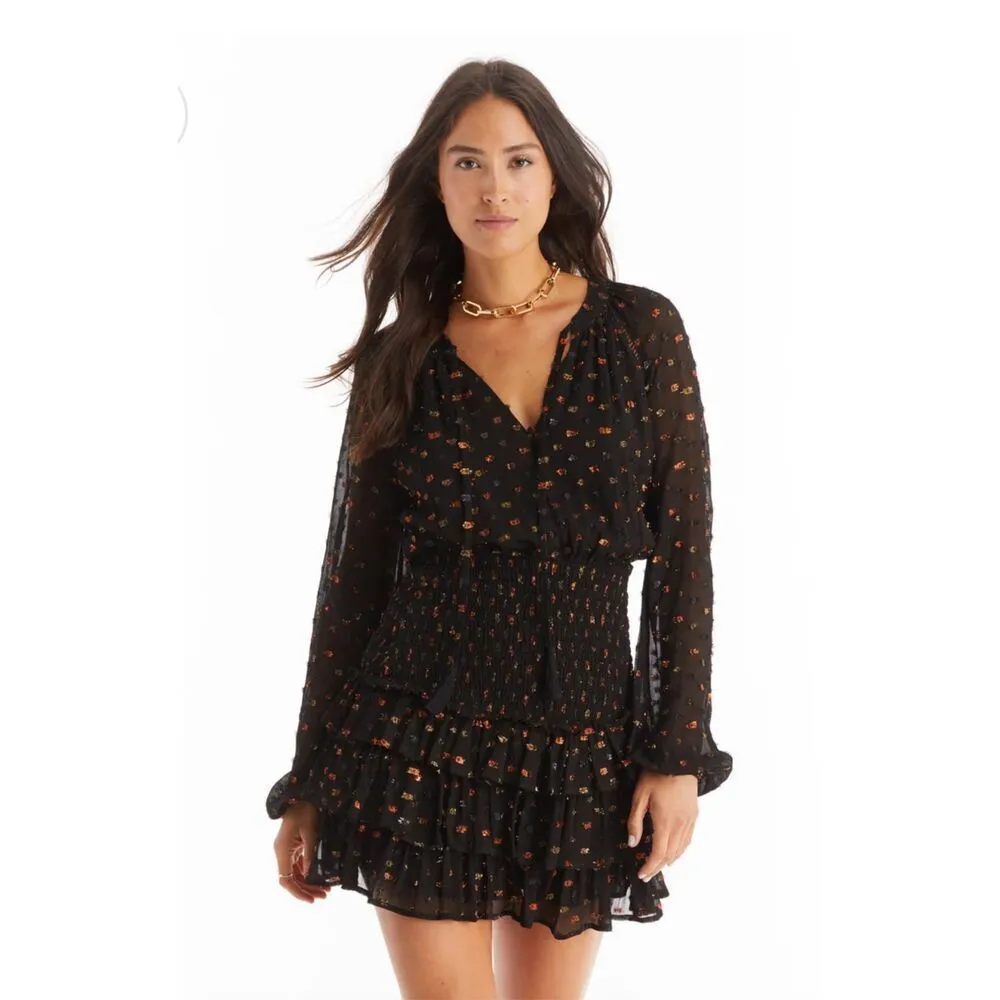 NWOT Allison New York Scarlett Black Metallic Dress Size Large - Image 2