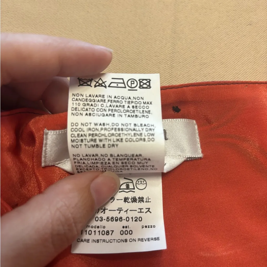 Vintage‎ Max Mara 100% Silk Wrap Skirt Size 8 Asymmetrical Orange Pink Italian - Image 11