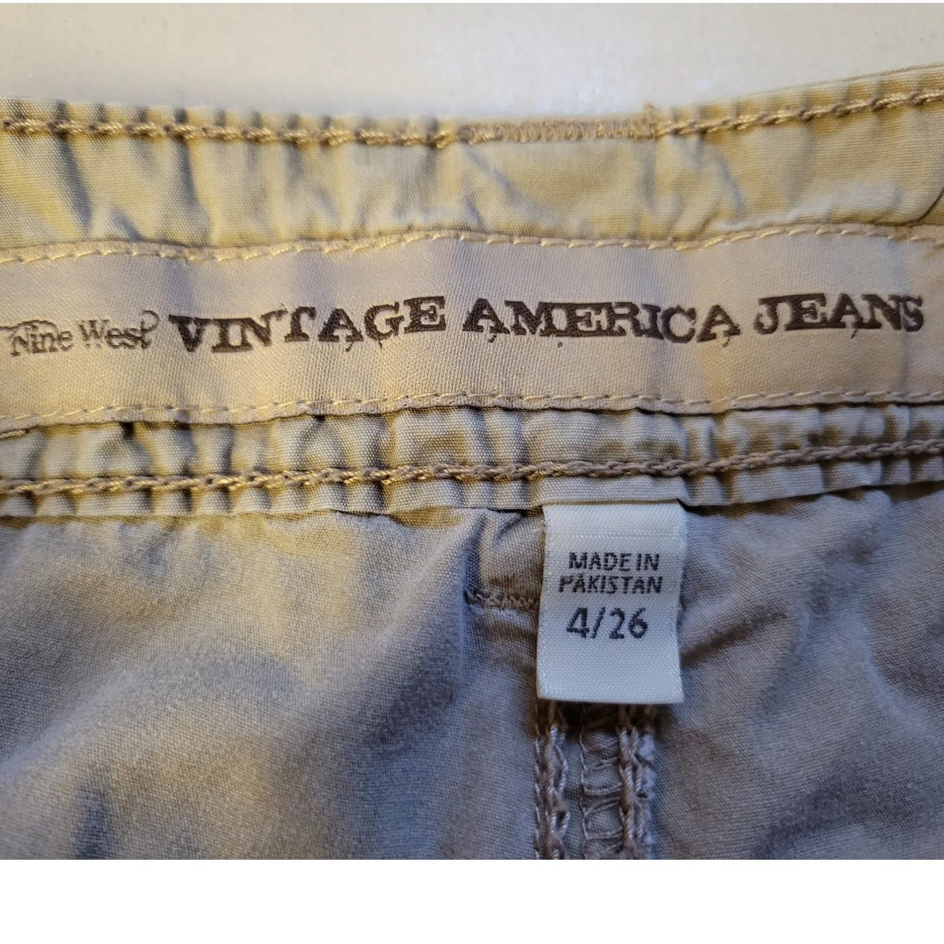 Y2K‎ Tan Cropped Relaxed Fit Cargo Pants Contrast Stitching Retro Women's 4 - Image 7