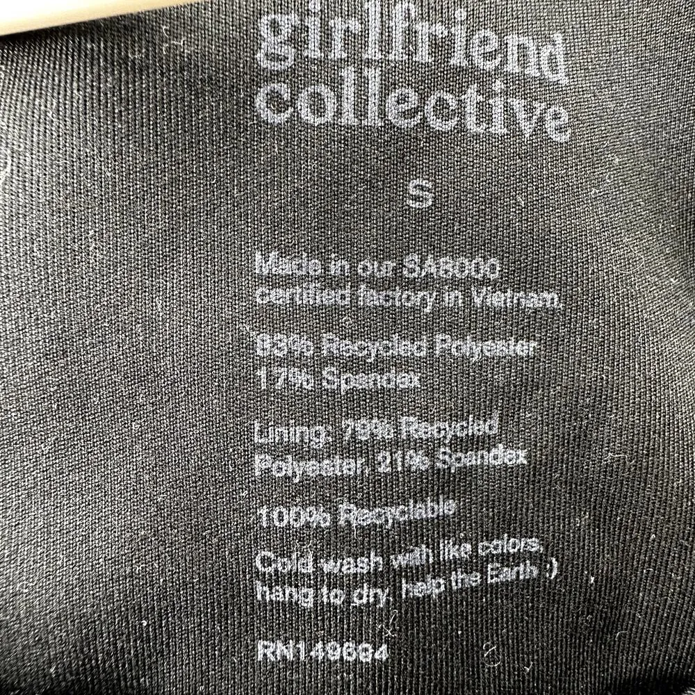 Girlfriend Collective Paloma Sports Bra Ribbed Racerback Activewear Black Small - Image 3