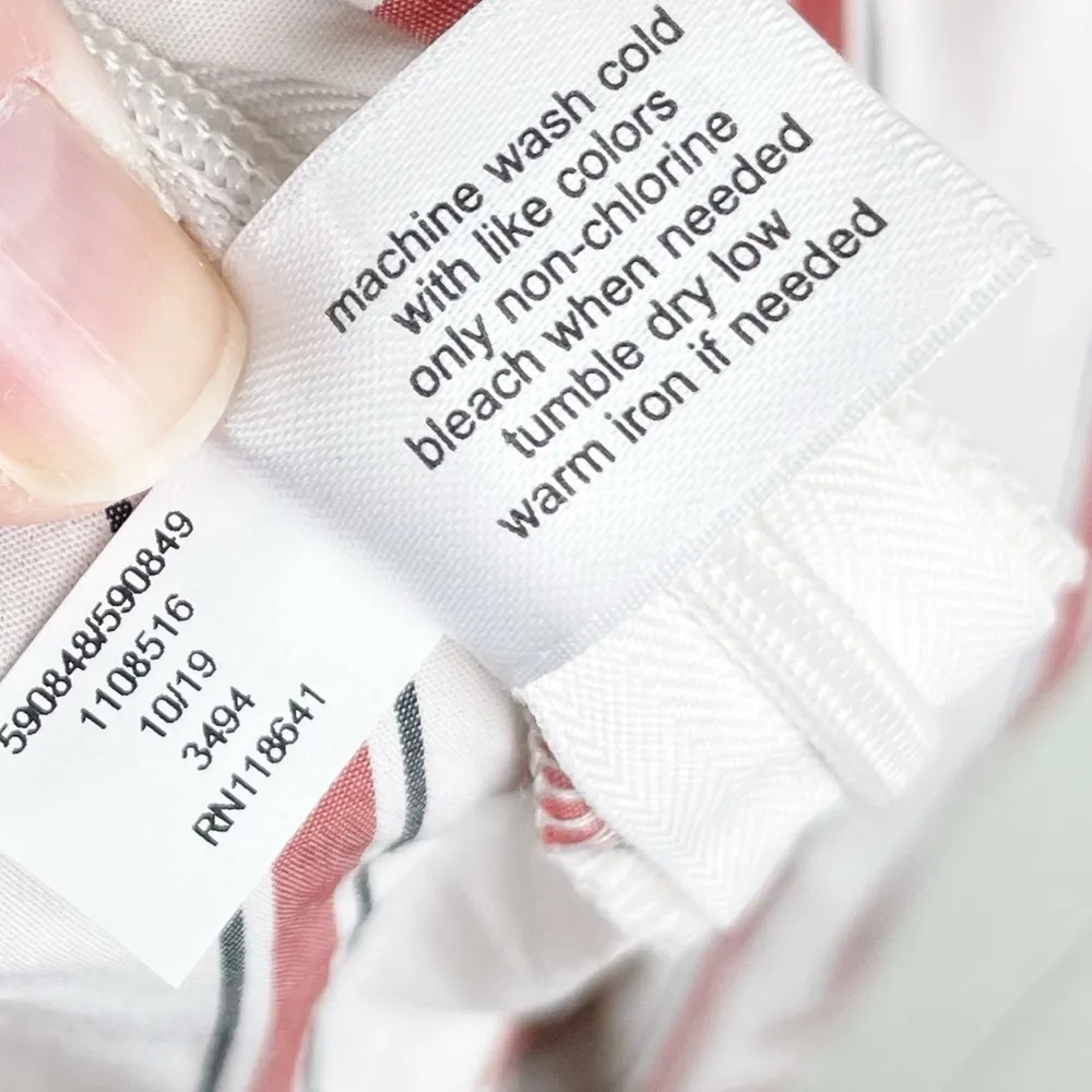 Lane Bryant White Brick Red Striped Long Sleeve Faux Wrap Blouse Women's Size 18 - Image 10