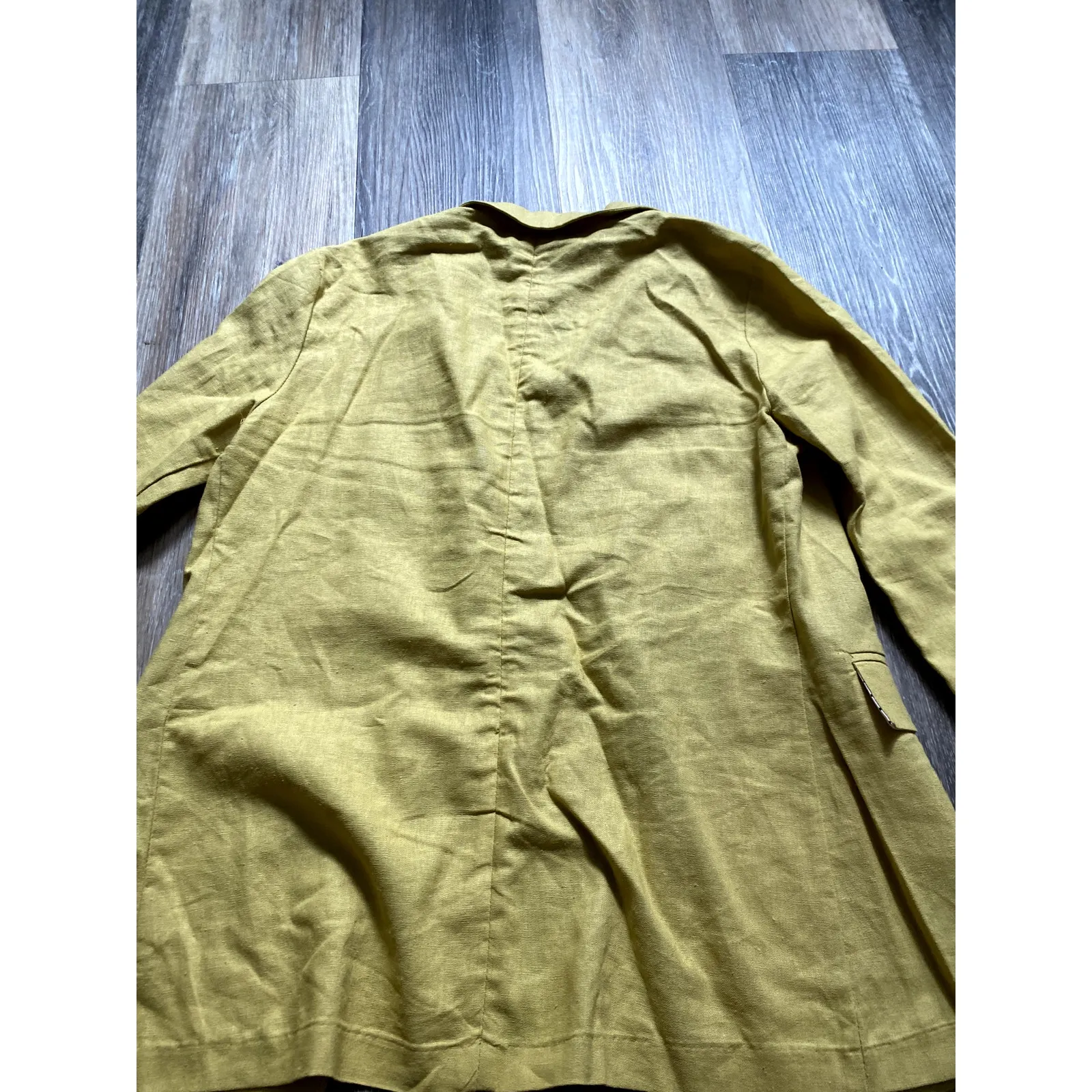 HAVE Linen Polka Dot Butter Yellow Blazer Small Cottage Scandi‎ Layering 90s - Image 6