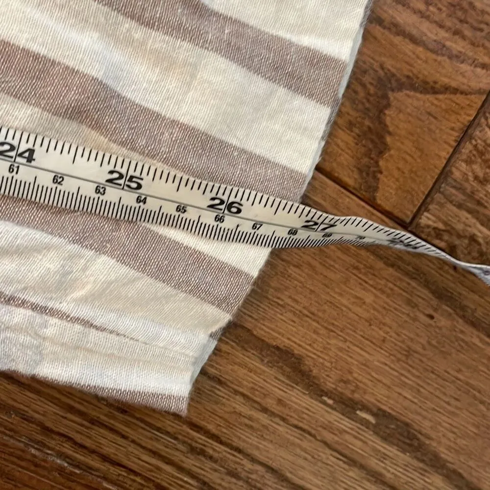 By Anthropologie linen blend striped tapered pant with buckle loop waist 12 - Image 3