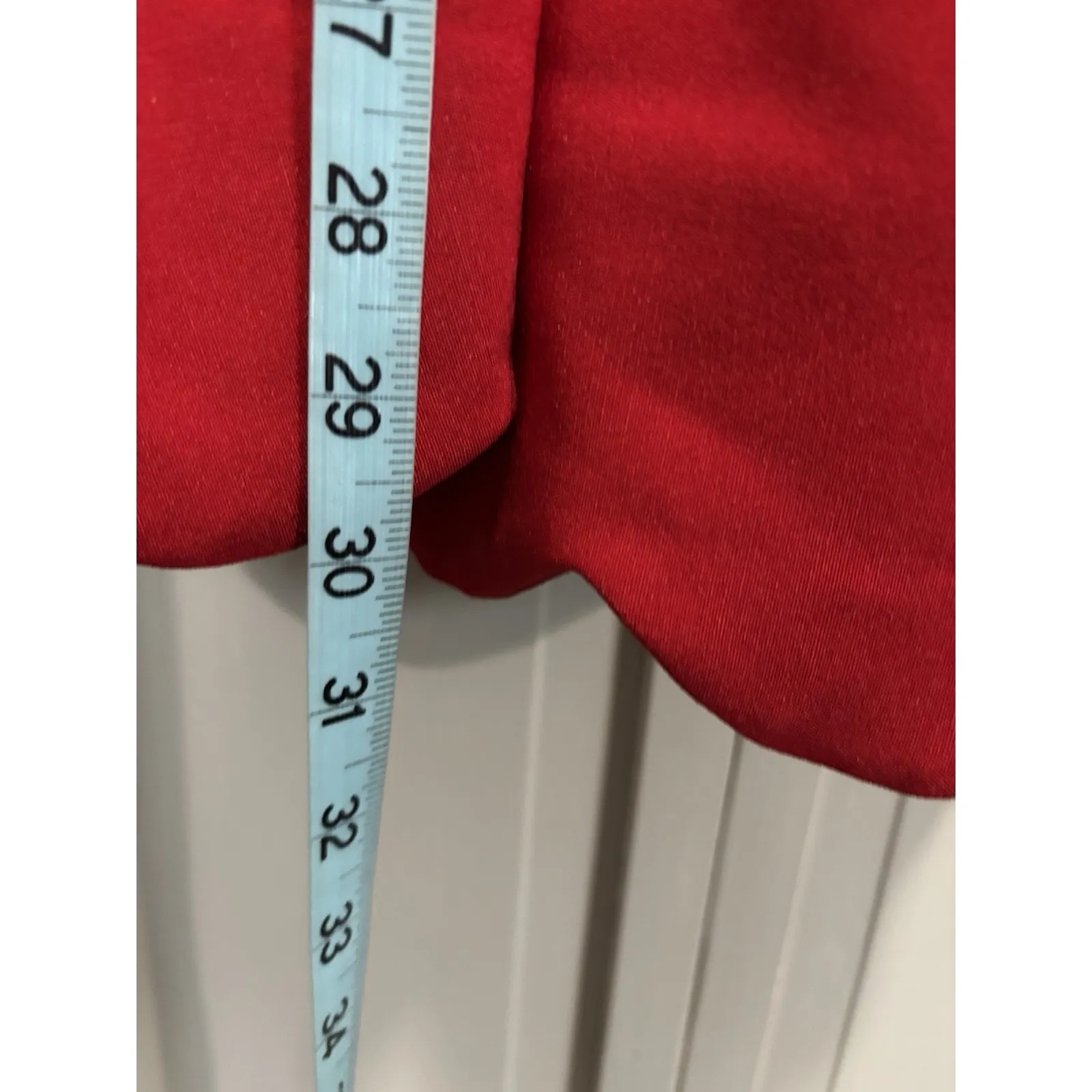 Nasty Girl Short Red Zip Back Straps Lined Dress Size Small Scalloped Hem Pocket - Image 2