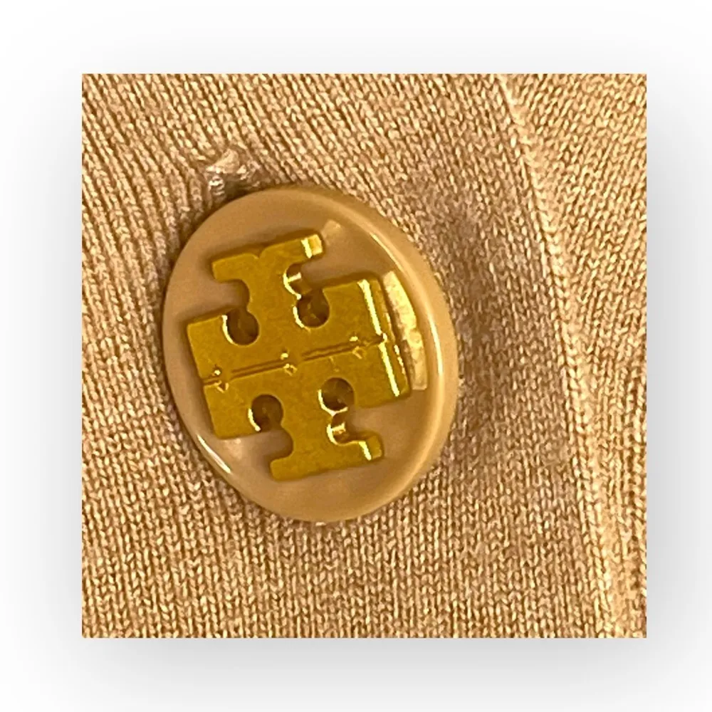 Tory Burch ࿌ Logo Button Merino Wool V Neck Cardi Cardigan ࿌ Sepia Brown ࿌ XS ࿌ - Image 9