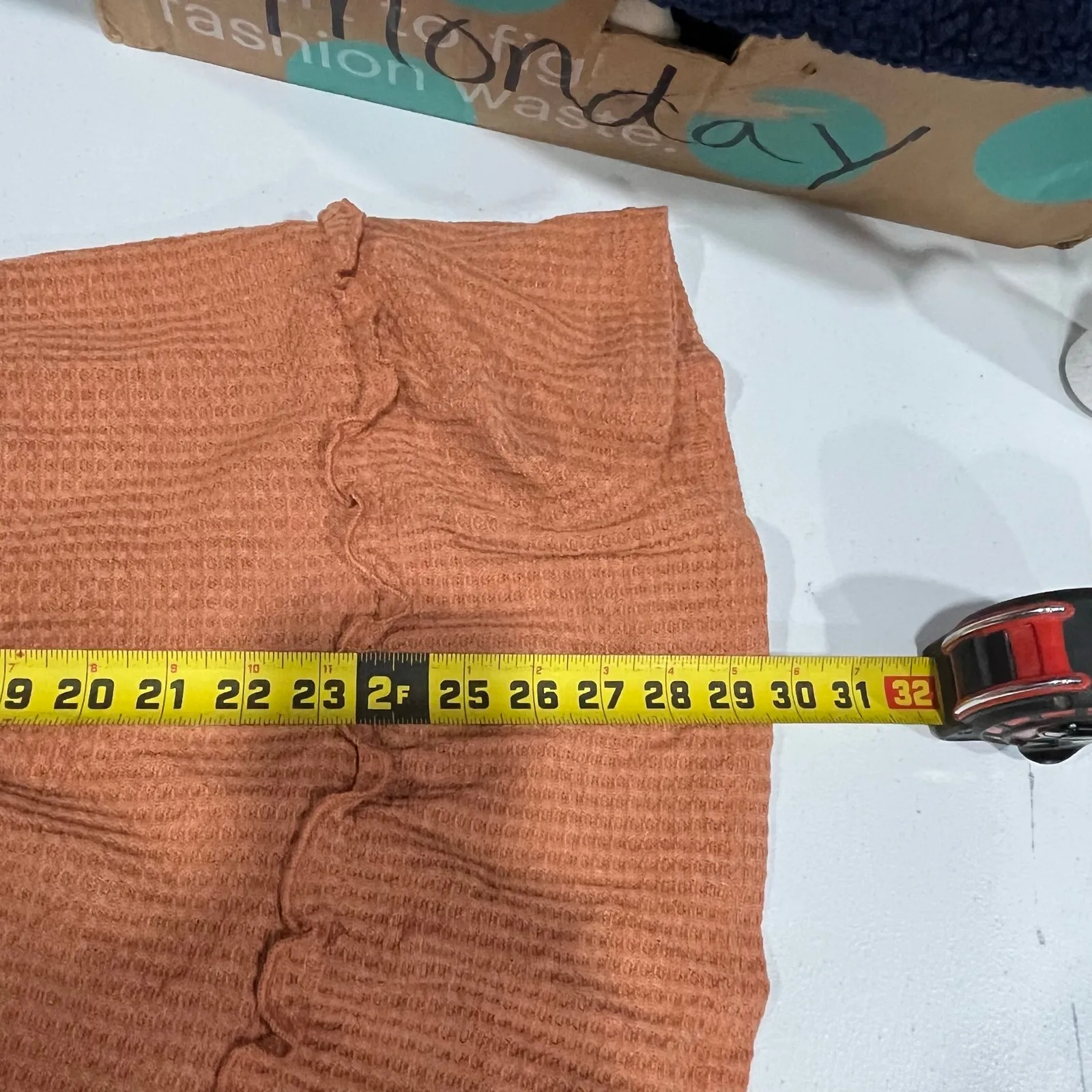 UMGEE Orange Tiered Waffle Knit Babydoll Tank Top Tunic Womens Medium - Image 6