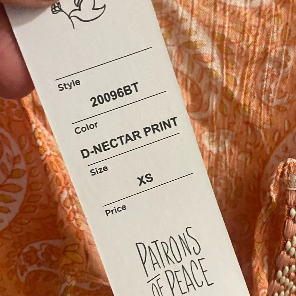 Patrons Of Peace Womens Tank Top XS Oversized Orange Boho Paisley Print  NWT - Image 3