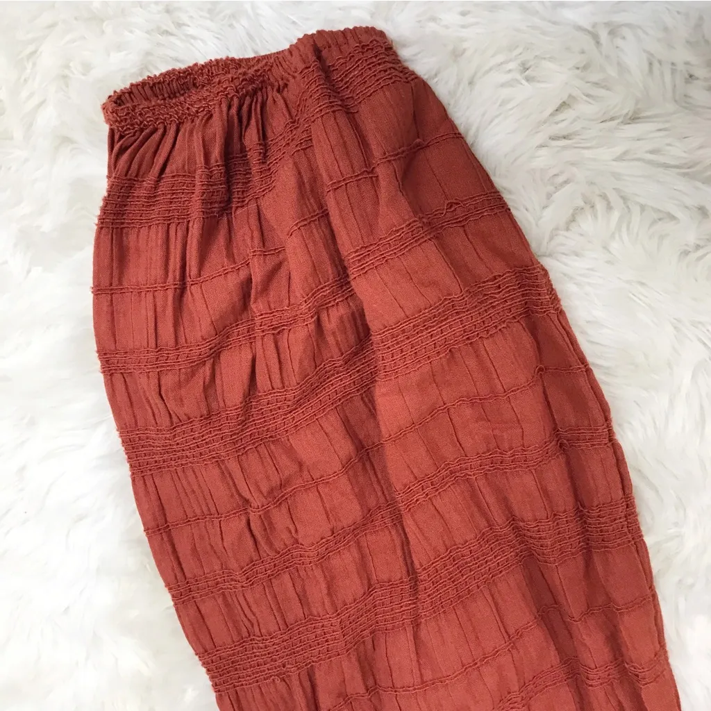 GIANNI BINI Smocked Peasant Top Long Sleeve Burnt‎ Orange Rust Red Size XS New - Image 8