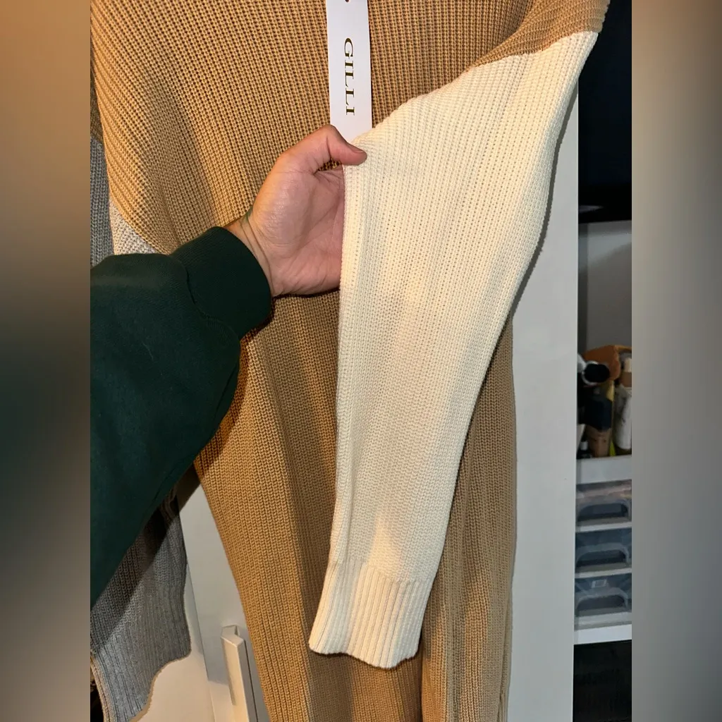NWT GillI Colorblock Sweater Dress Tan - Image 6