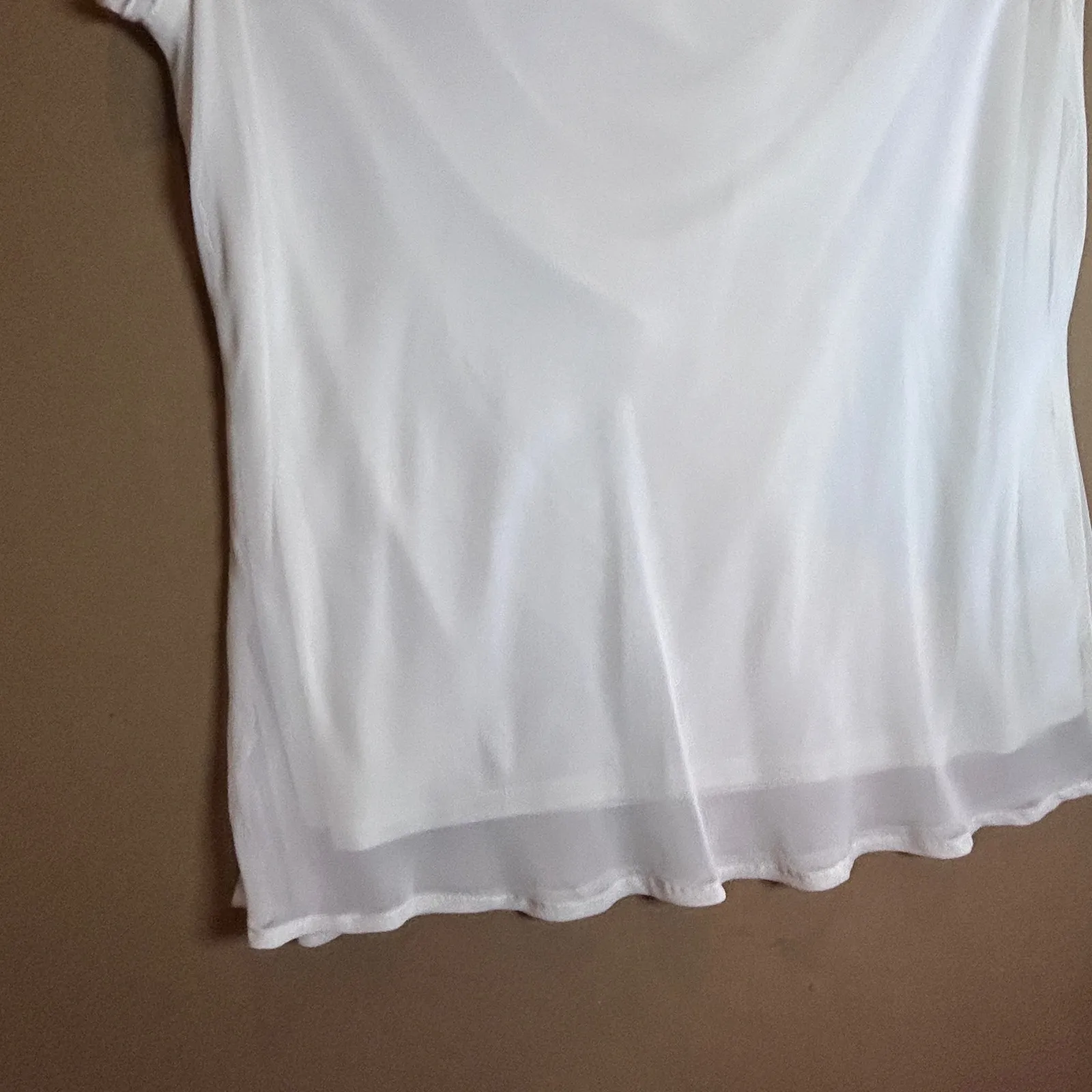 Worthington Womens Ivory Cowl Neck Sleeveless Sheer Overlay Top Size L - Image 8