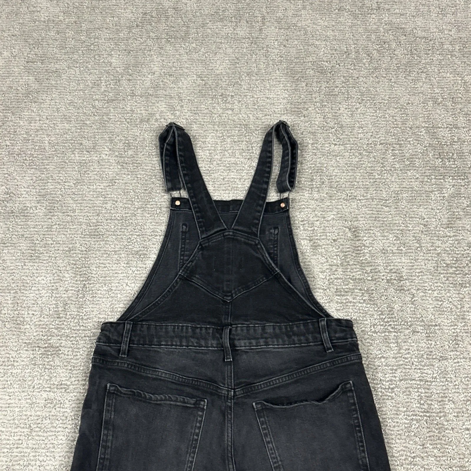 Old Navy Overalls Womens 12 Black Jeans Denim Bibs Relaxed Adjustable Cotton - Image 8