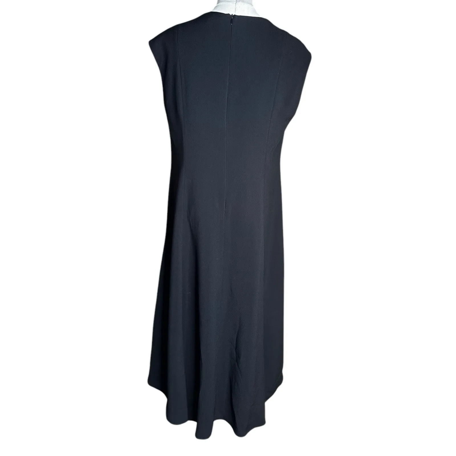 St John Black Viscose Sleeveless V Neck Fit & Flare Dress Cocktail Party Size 10 - Image 4