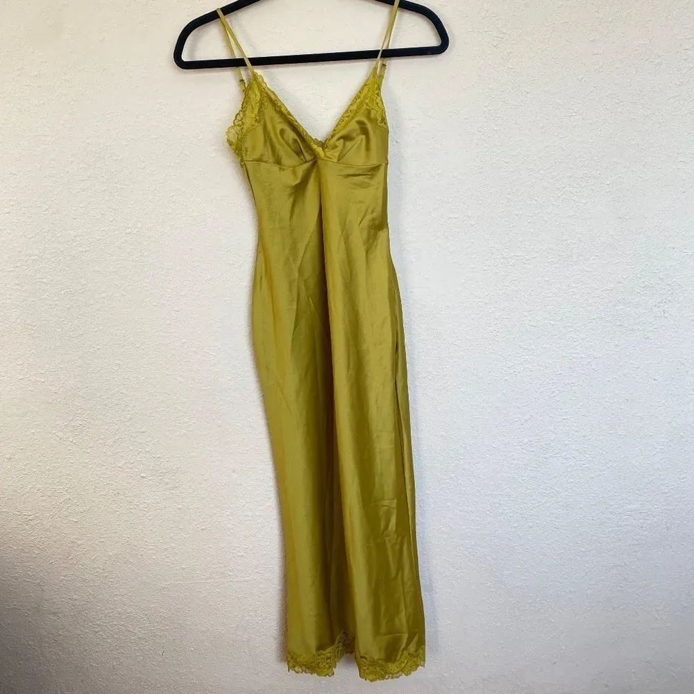 HOUSE OF CB 'Salma' Chartreuse Satin‎ Slip Dress green /Size XS NWOT - Image 9