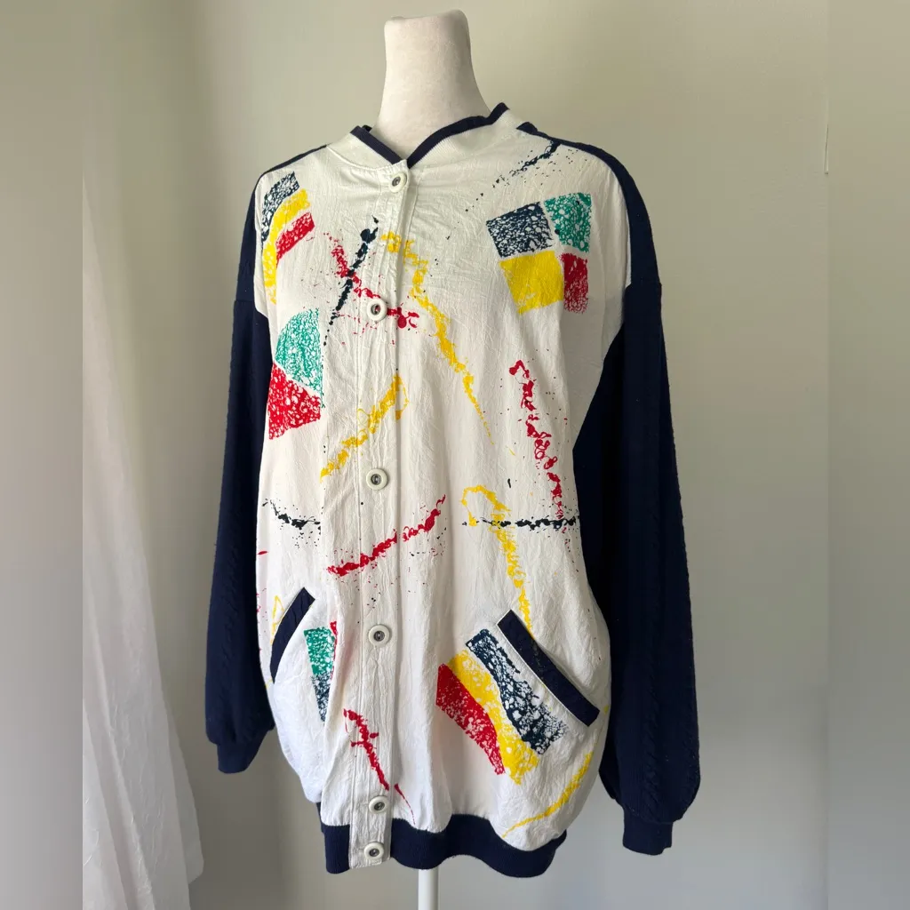 Catalina Vintage ‘90s  Paint Splatter Print Button Front Lightweight Jacket - Image 3