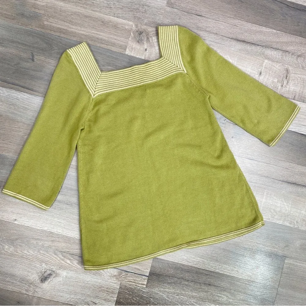 Banana Republic Factory Striped Square Neck Sweater Olive Green Small - Image 11