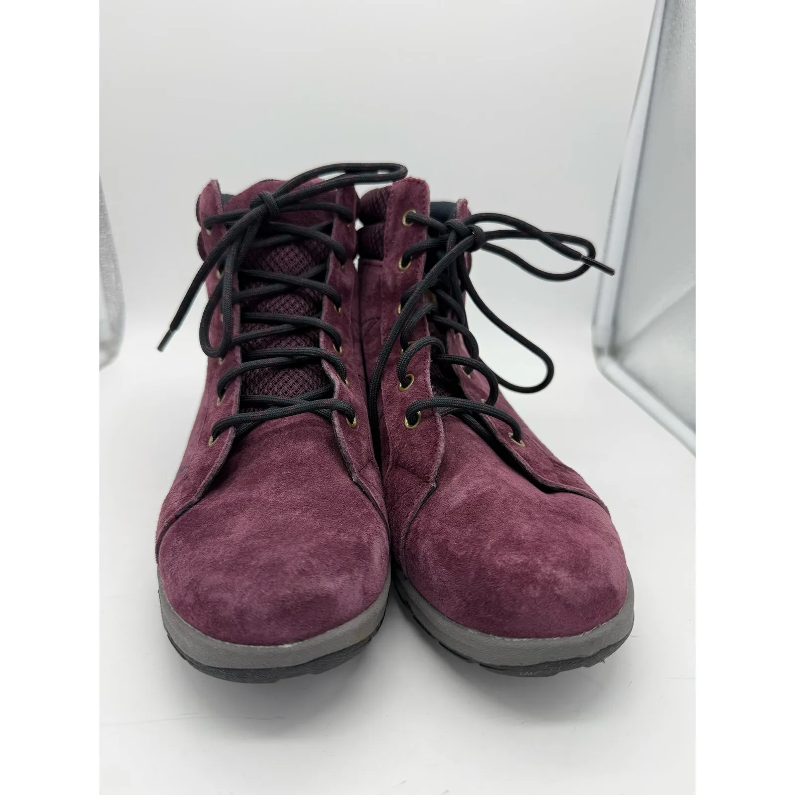Duluth Trading Co Leather Ankle Boots Purple Hiking Women's Size 7.5 Steel Creek - Image 6