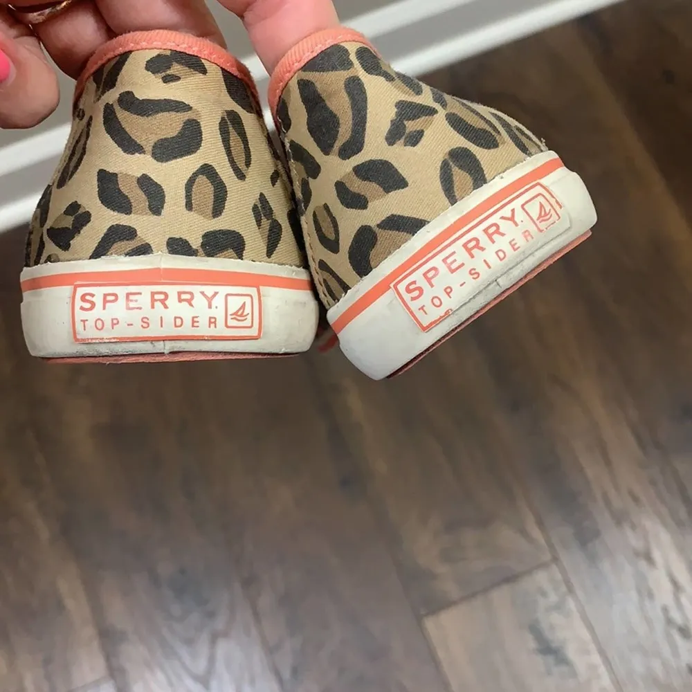 Sperry Cheetah Tan/Brown/Coral Slip-on Tennis Shoes - Image 4