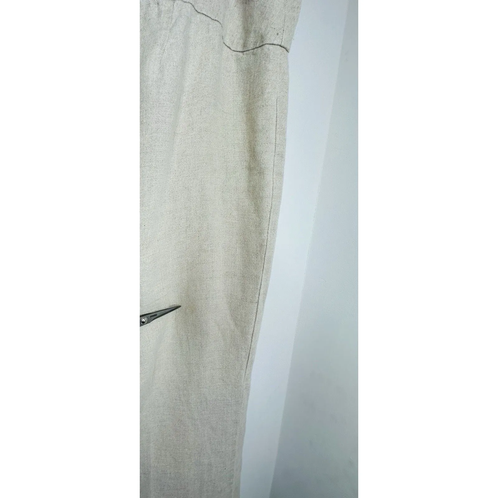 Eileen Fisher 100% Linen Wide Leg Pants Women Sz 12 Large Beige Tan Boho Beach - Image 6