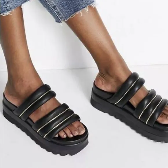 ASOS Thea Padded Platform Mules in Black Size 7 - Image 2