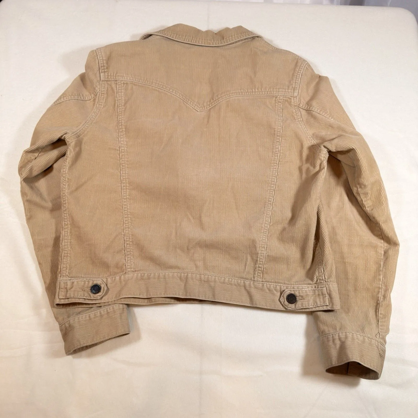 Abercrombie & Fitch Vintage Tan Corduroy Womens 100% Cotton Trucker Jacket Large - Image 6