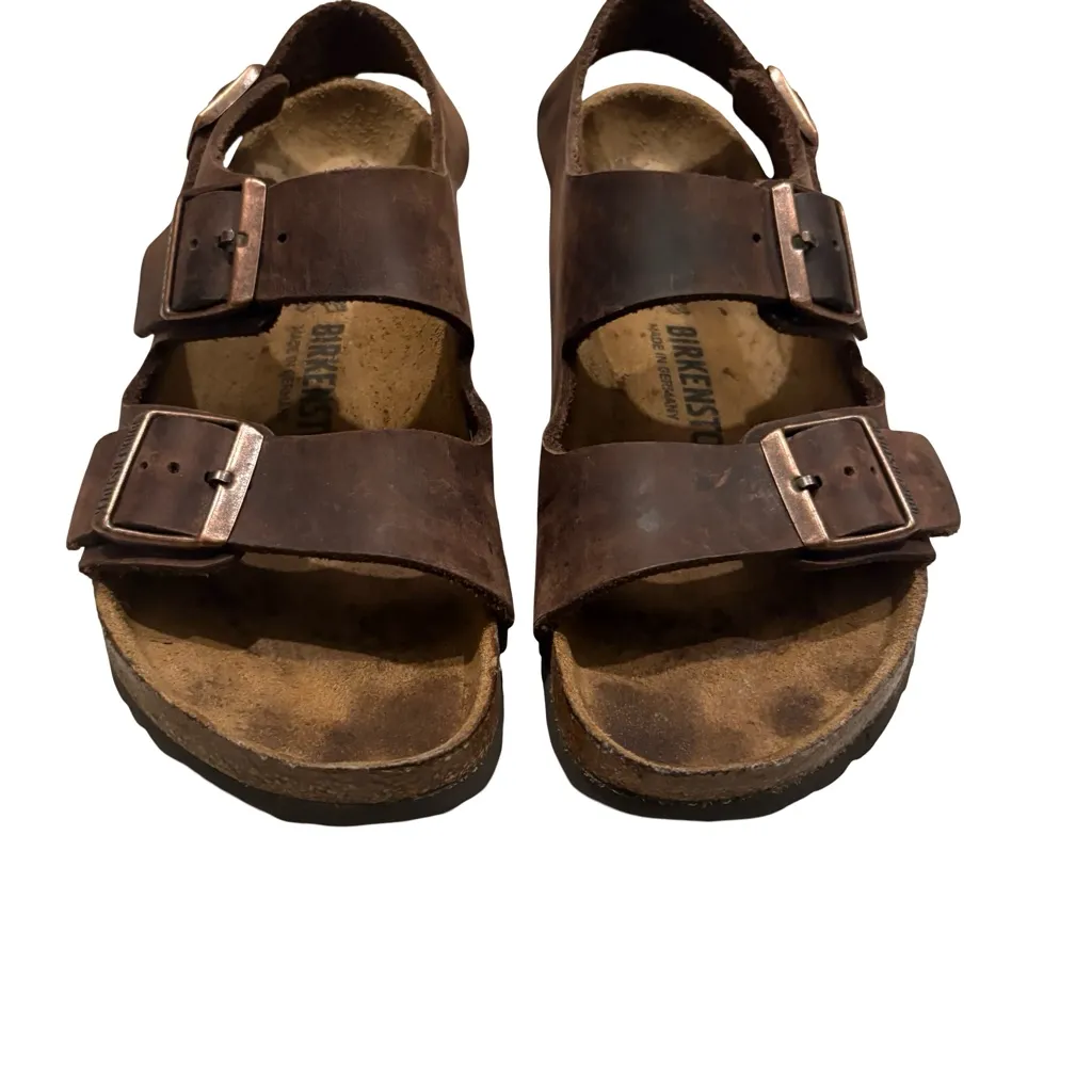 Birkenstock Milano Habana Oiled Leather Sandals, Sz 38 - Image 2