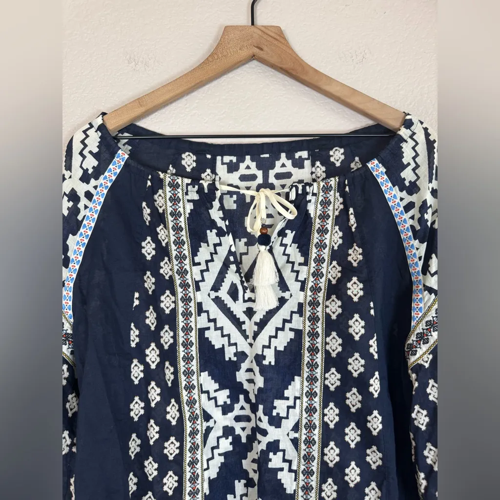 Tory Burch Candice Printed Silk Cotton Blouse in Blue $496 - Image 10