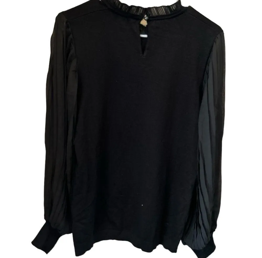 Adrianna Papell medium nwot Layered Bubble Blouse Accordian Pleat Sleeves Career - Image 3