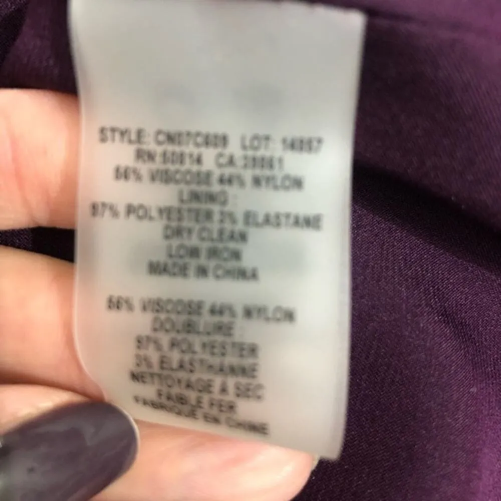 Elie Tahari Celeste Aubergine Purple Velvet Cheetah Print V-Neck Midi Dress 10 - Image 10