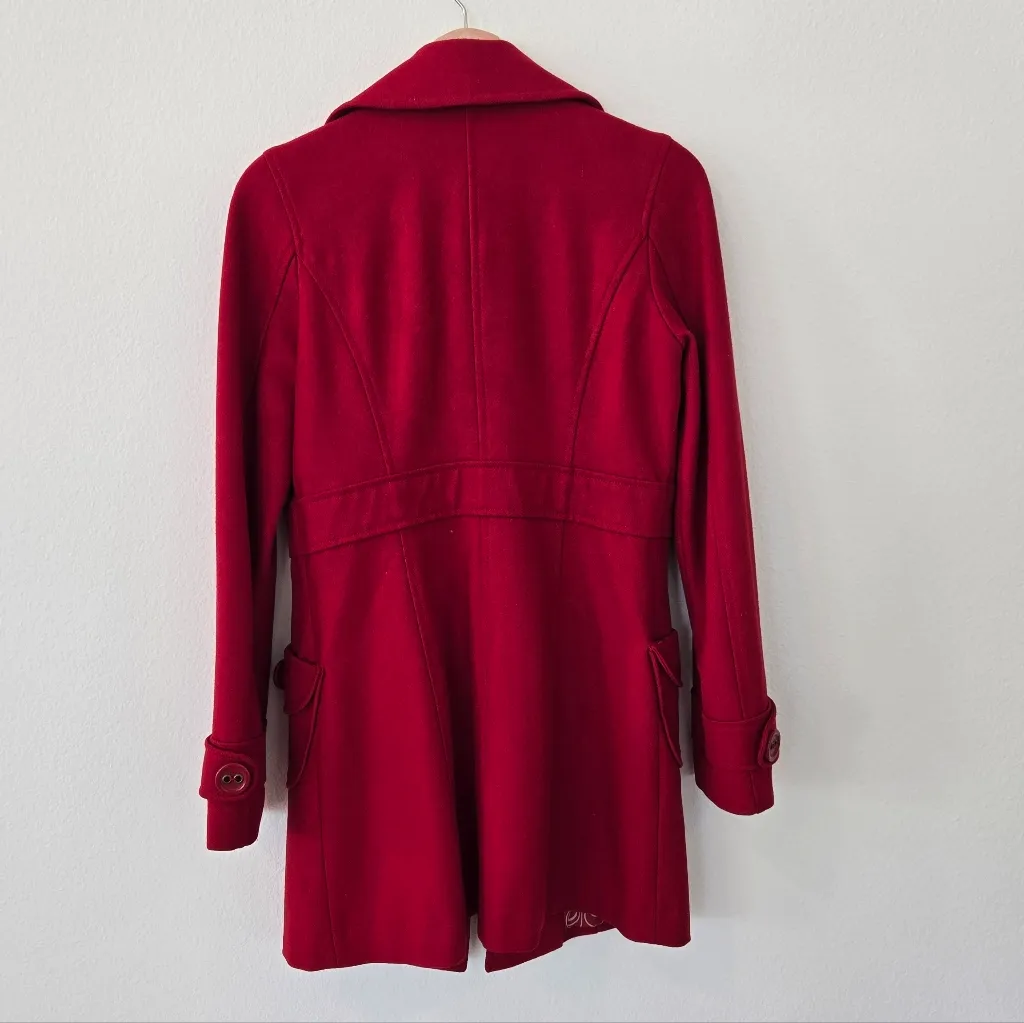 Anthropologie Tulle Red Wool Blend Winter Coat size Medium Gilmore Girls - Image 3