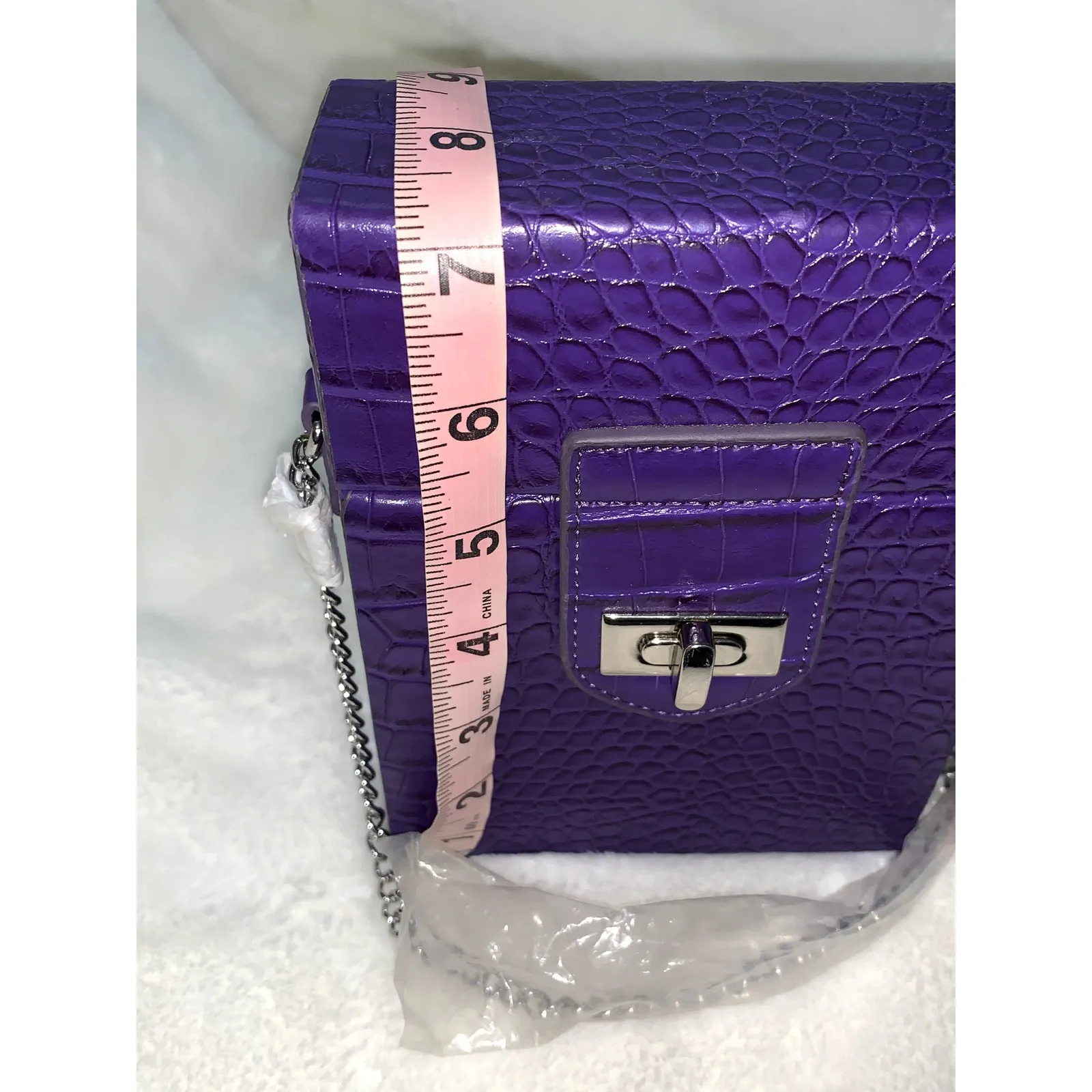 NWT Snob Essentials Audrey Jewel Box Purple Crossbody Secure Clasp Closure - Image 9