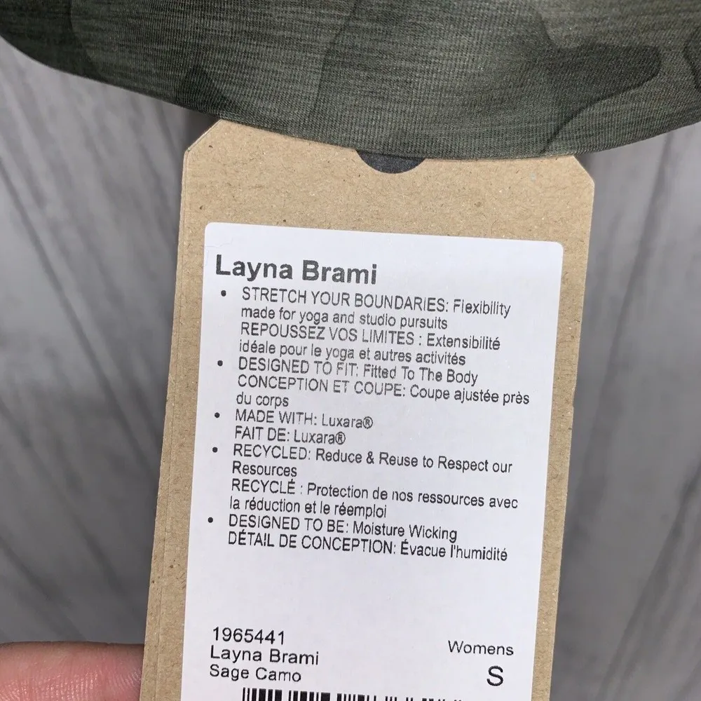 Womens Size S Prana Layna Brami Bralette Sports Bra Sage Camo NWT - Image 3