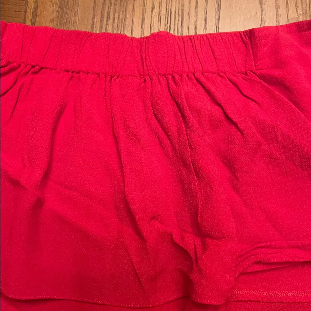 Free People Gia Red Crepe Strapless Flounce Top & Wide Leg Pants Set Size‎ Small - Image 16