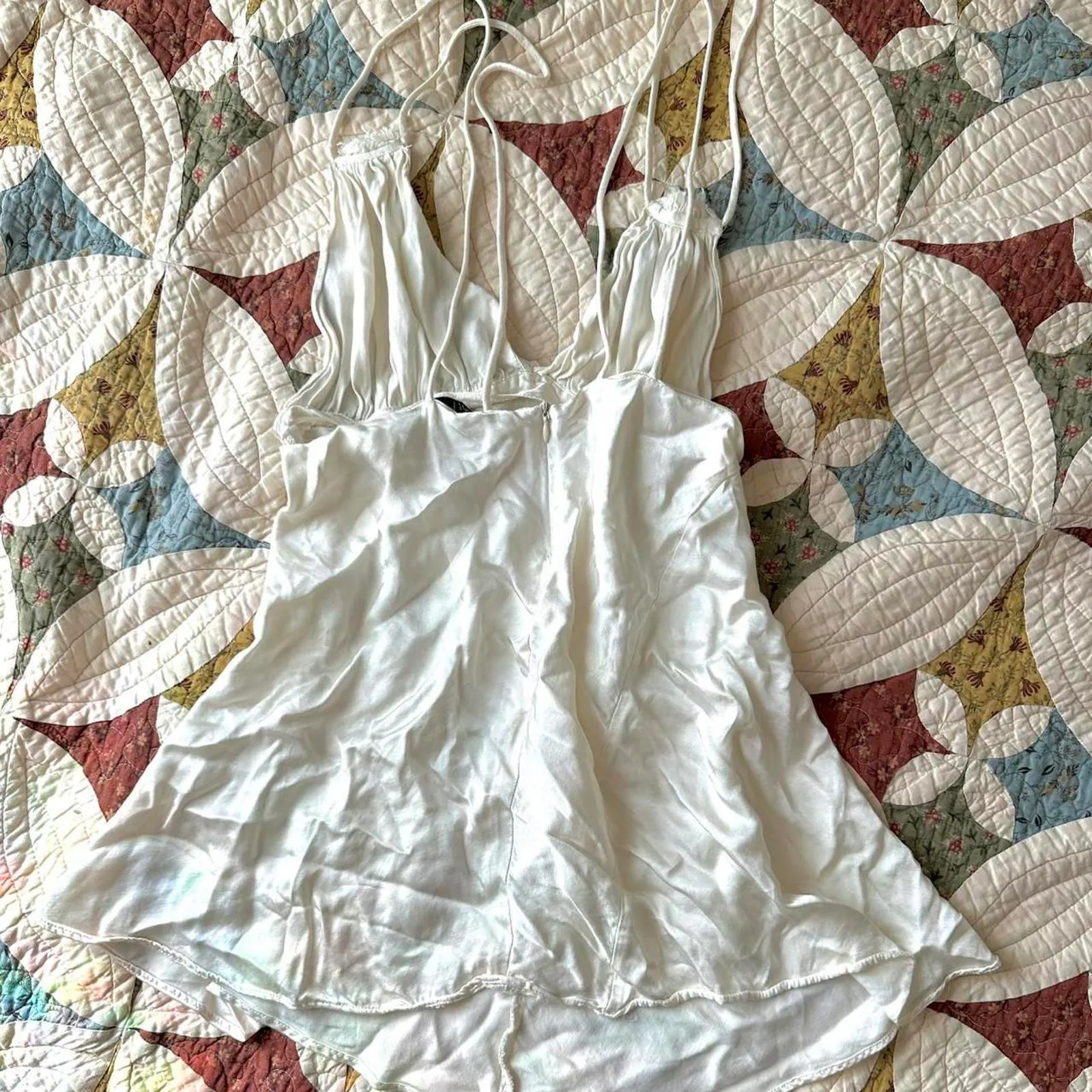 Zara white satin slip dress. Elegant, old money vibes. - Image 7