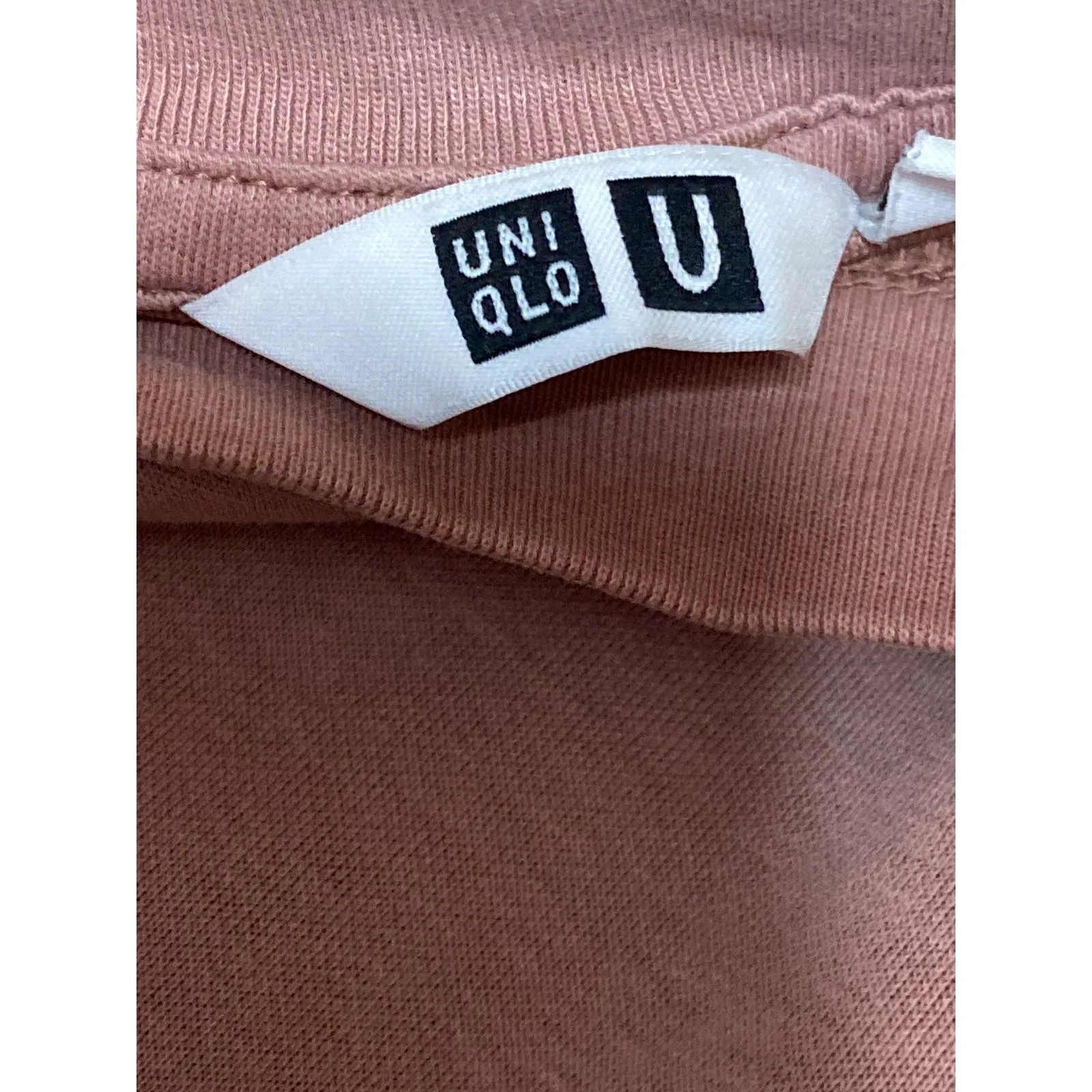 Uniqlo Airism Womens Pink Tan Short Sleeve Crew Neck Basic Tee T-Shirt Top Sz L - Image 3