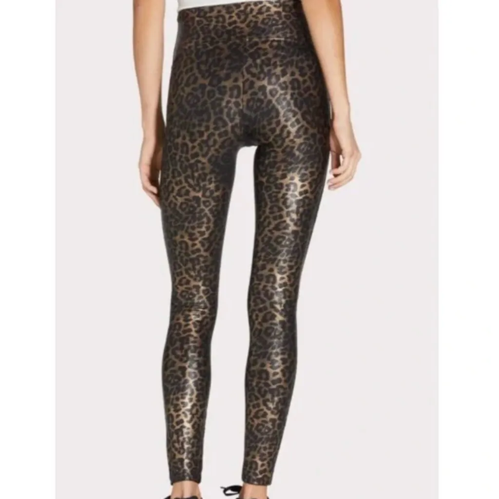 SPANX Faux Leather Animal Print Leggings in Leopard Shine- XS - Image 5