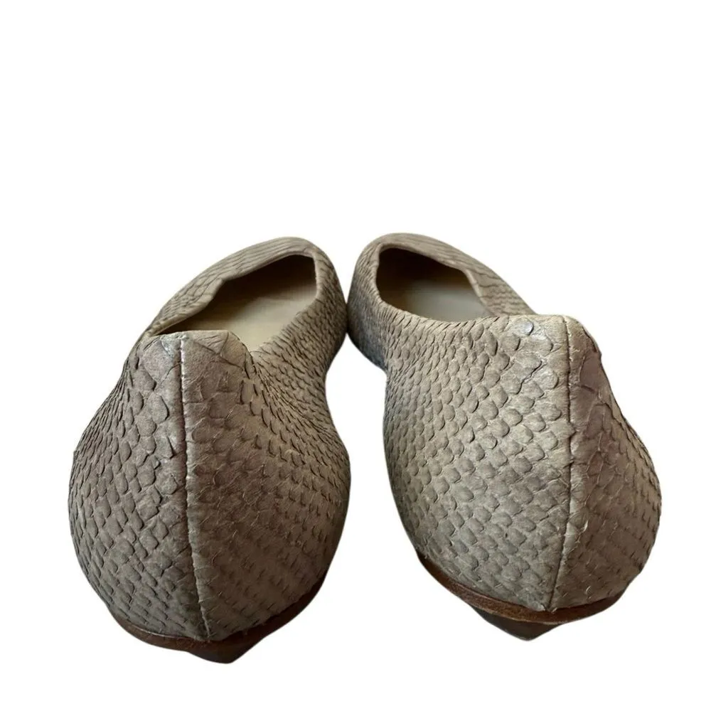 Attilio Giusti Leombruni Elegant Textured Leather Snakeskin Flats Size 7 Women’s - Image 4