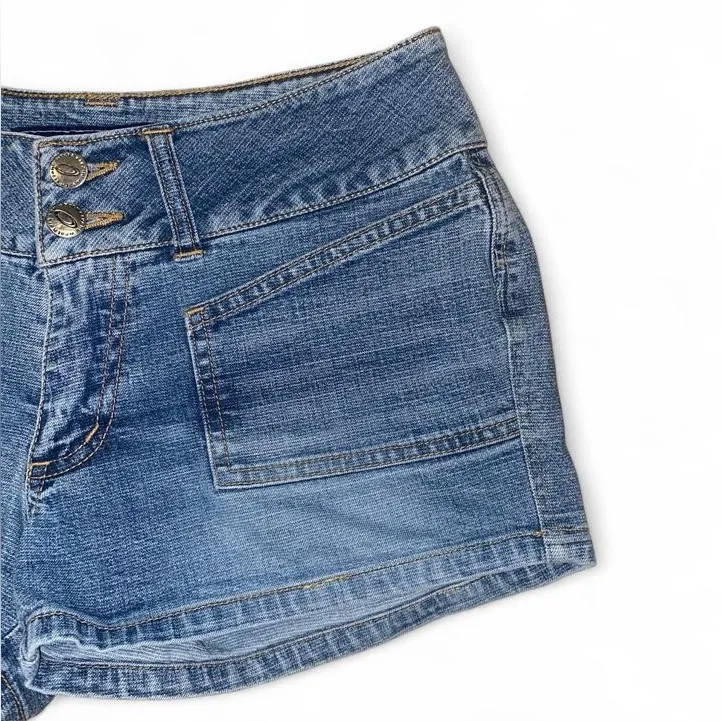 Y2K low rise micro mini stretchy denim shorts Blue Size undefined - Image 2