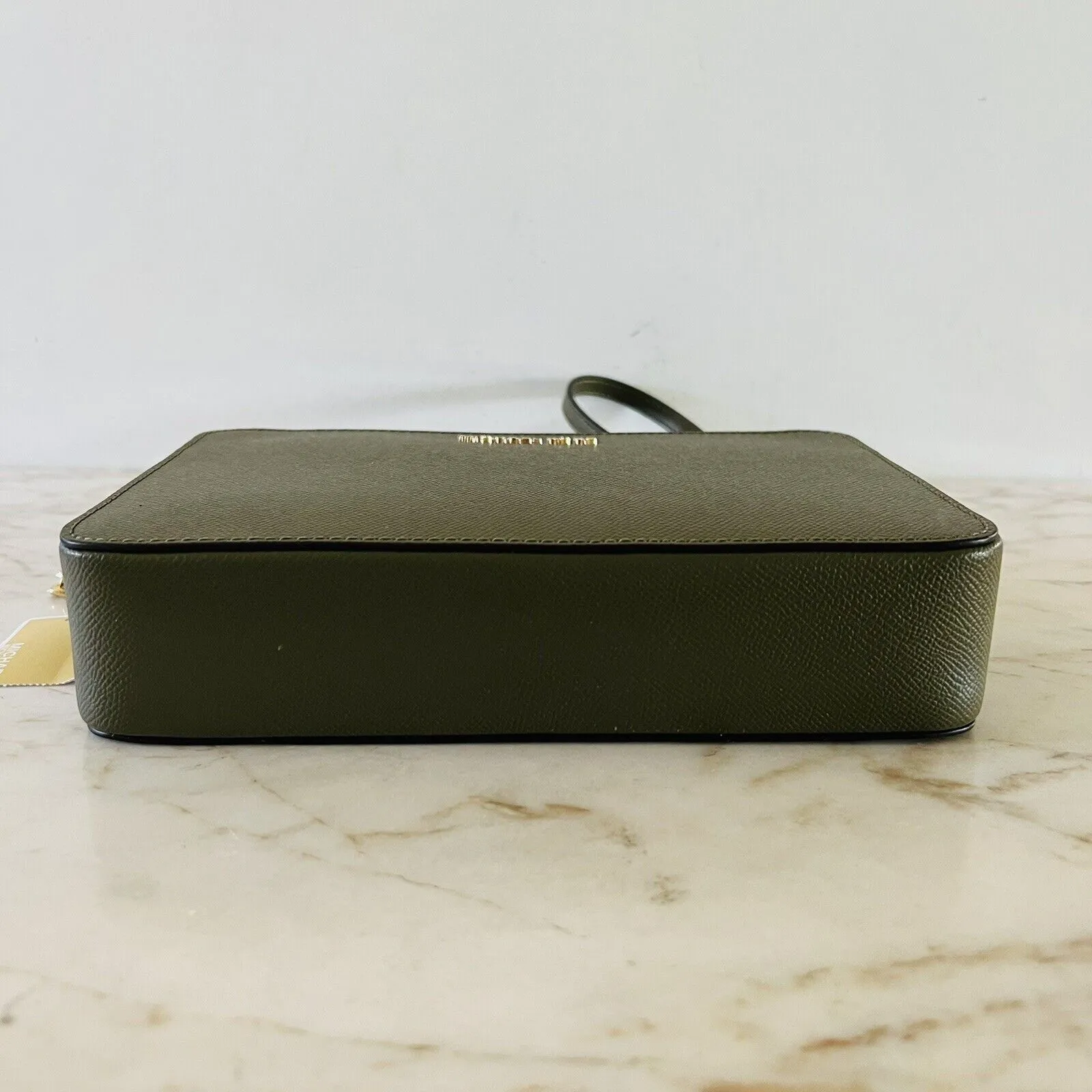 MICHAEL KORS Jet Set Olive Leather Zip Chain Crossbody Bag - Image 4