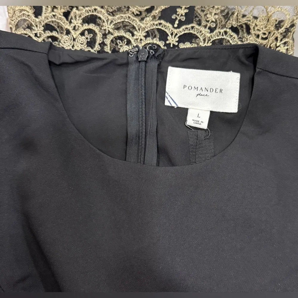 Pomander Place Lillith Black Maxi Dress L NWT Lace Trim Formal Holiday Glam - Image 10