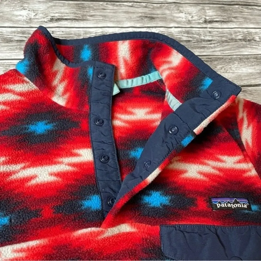 Patagonia Synchilla Quarter Snap-T Wild Desert Red Aztec Fleece XS Extra Small - Image 3